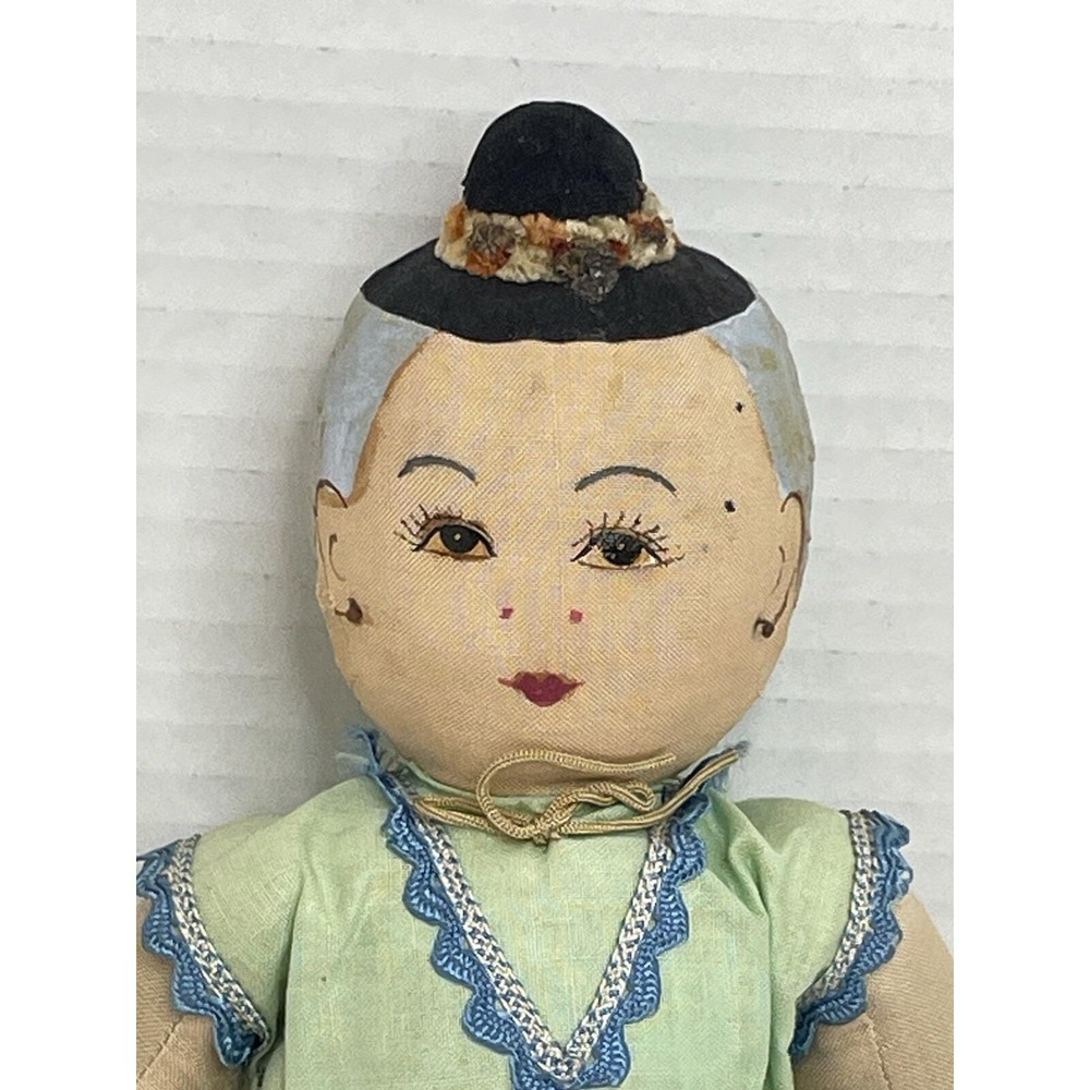 Vintage Chinese Doll Cloth Painted Face 13"